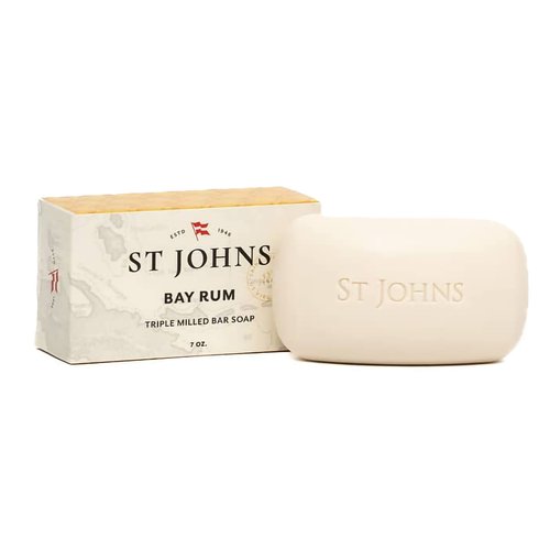 St. John Bay Rum Soap Bar | USA Made, Triple-milled Mens Soap Bar | Hydrating Bar Soap for Men with Olive Oil & Glycerine | Luxury Body Soap Bar for men | (7 oz Bar)