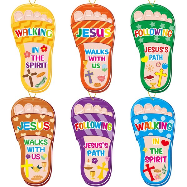Fancy Land Jesus Walks with Us Sandal Craft Kit Christian Sunday School Crafts for Kids Preschool Activities 30 Sets