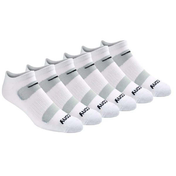 Saucony Men's Multi-Pack Mesh Ventilating Comfort Fit Performance No-Show Socks, White (6 Pairs), 5-8