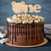 Bear One Wood Cake Topper, Woodland Theme First Birthday, Bear One Birthday Decoration, Animal Theme Wood Cake Topper, Baby'S First Birthday, Boys Girls First Birthday Party Decorations Supplies