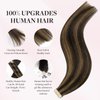 MAXITA Hair Extensions Tape in Hair Extensions Human Hair 18 inch 50g 20pcs Balayage Dark Brown to Chestnut Brown Real Human Hair Extensions Real Remy Seamless Straight Hair Extensions for Women