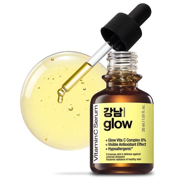 GANGNAM GLOW Vitamin C Serum 1.01 fl oz - Korean Skin Care I Vitamin E & Hyaluronic Acid Serum for Face I Face Moisturizer for Women I Vitamin C Face Serum