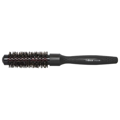 Ibiza Hair Professional Ceramic Round Brush (RB2, 25mm), Carbon Fiber/Nylon Bristles & Beech Wood Core to Absorb Heat & Protect Hair from Damage, Adds Shine to All Hair Types, For Tight Curls