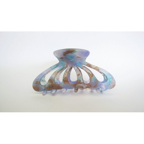 Generic Lavender purple blue tan creme colorful marbled hair claw clip