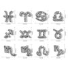 JCAKES 36pcs Silver Zodiac Sign Nail Charms for Acrylic Nails Alloy Twelve Constellation Zodiac Letter Charm Jewels Studs Hollow Letter Nail Art Nail Decoration DIY Craft for Home&Salon