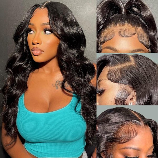 13X6 Body Wave Lace Front Wigs Human Hair HD Lace Frontal Wigs for Women Natural Black Human Hair Wig Transparent Lace Frontal Body Wave 180 Density Human Hair Glueless Wig Pre Plucked Baby Hair