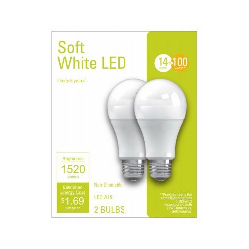 G E Lighting 32593 13W, A21 Soft White LED Light Bulb, 2 Count (Pack of 1)