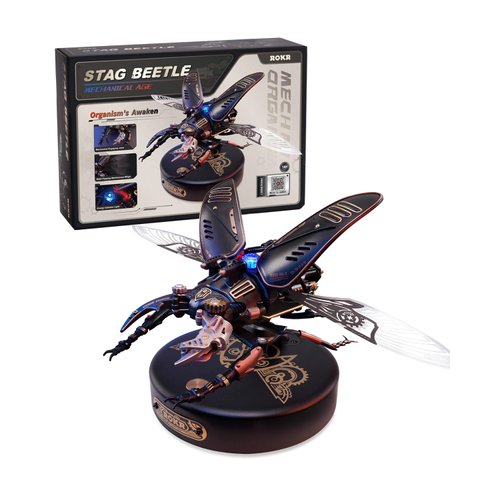 ROKR 3D Puzzles for Adults Electric Insect Metal Model Building Kit Desk Toys Hobby Kit for Adults Gift for Teens (Stag Beetle)