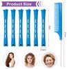 60PCS Hair Perm Rods Set Coolrunner Cold Wave Curlers Perming Rods Plastic Curler Perm Rods with Steel Pintail Comb, DIY Hair Curler Styling Tools for Hairdressing Hair (0.9cm, Blue) (0.9CM) (Blue)