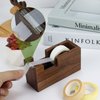 Multibey Natural Eco-Friendly Walnut Wooden 1 Inch Core Desktop Adhesive Tape Dispenser Cutter with Tape Office School Gift Idea (Walnut)
