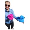 Zugar Land Soft Shaggy Puffer Dog Toy (1 Pink) (8" x 5") Filled with air for a Fun Squishy Stretchy Fidget Experience. Blue, Pink, White. (1 Pink)
