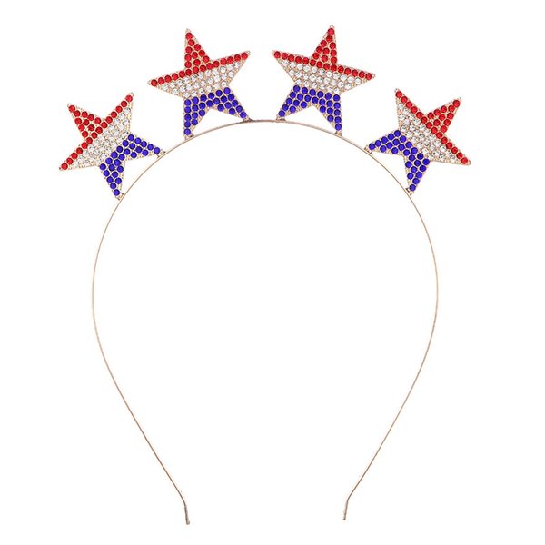 Mllxon Patriotic Headband Crystal Red White Blue Stars Headband 4th July of Hairband - Independence Day Party Headpiece