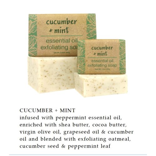 Greenwich Bay Trading Co, Essential Oil Cucumber and Mint Exfoliating Bath Bar Soap, Set of 2, 8.6 Ounces Each