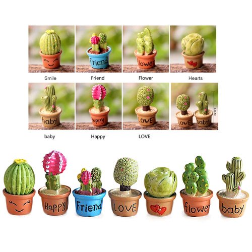 7 in 1 Dollhouse Decoration Plant Pots Miniature Green Potted Miniature Bonsai Model Dollhouse Accessories Decor,1 12 Scale Doll House Miniature Plant Model (7 dersert Plants Bots)