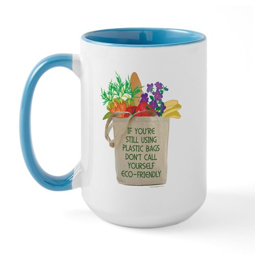 CafePress Use Eco Friendly Tote Bags Large Mug 15 oz (444 ml) Ceramic Coffee Mug
