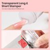 Beetles Gel Polish French Tip Nail Stamp 4Pcs Easy French Manicure Nail Stamper Single Head Soft Silicone Tranparent Long & Short Stamper Nail Tool with Nail Scraper Decorations