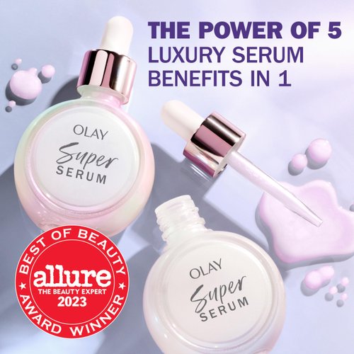 Olay Super Serum 1.0 oz with Niacinamide, Vitamin C, Collagen Peptide, AHA, and Vitamin E