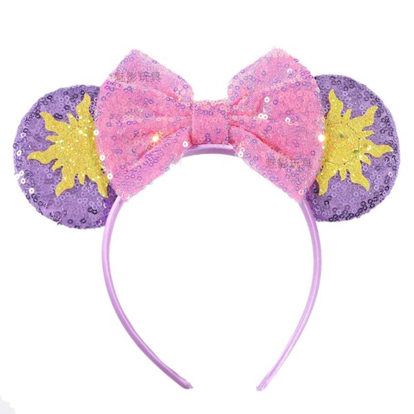 XINXIYAN Mouse Ears Headband for Women, Anti-Slip Sequin Mouse Ears Headband Glitter Party Princess Decoration