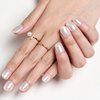 GLAMERMAID Press on Nails Extra Short Squoval, Spring Summer Handmade White Pearl Mermaid Chrome Gel Glue on Nails, 24Pcs Glazed Donut Glossy Round Fake Nails Acrylic False Nails Kits for Women Gift