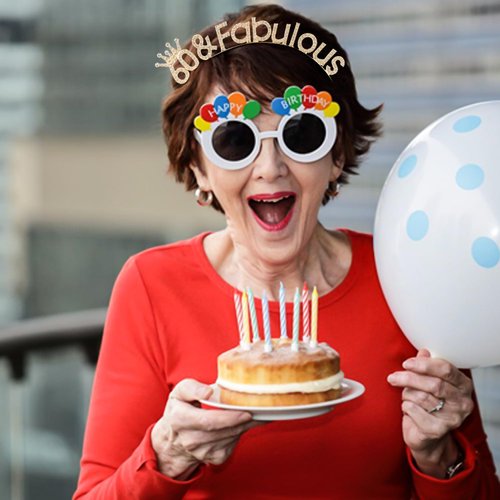 Atoden 60th Birthday Decorations for Women 60 and Fabulous Birthday Headband Gold Tiara Queen Crown 60th Birthday Gifts for Women Party Favors Happy 60th Birthday Accessories for Woman