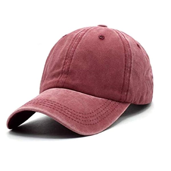 Aedvoouer Men Women Baseball Cap Vintage Washed Distressed Hats Twill Plain Adjustable Dad-Hat,BC-Burgundy