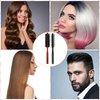 Boar Bristle and Nylon Curling Brush, Travel Hair Brush for Blow Drying, with Wood Handle - Roller Hairbrush for Women, Beard Brush for Men (Black & Red)