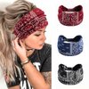 Hanfluenve 3Pcs Wide Headbands for Women Black Blue Red Sport Headbands Stretchy Head Turban Fashion Twist Knotted Hair Accessories