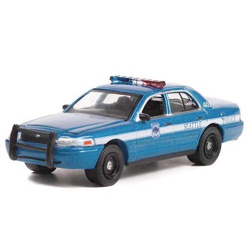 Collectibles 2001 Crown Victoria Police Interceptor Blue Metallic Seattle Police, Seattle Washington Hot Pursuit Series 44 1/64 Diecast Model Car by Greenlight 43020D