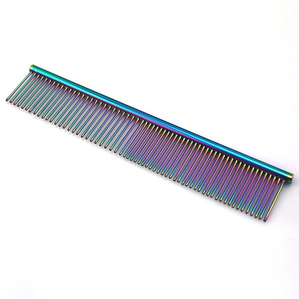 ZoCr Stainless Steel Pet Comb for Dogs Cats, Pet Grooming Comb with Different Spaced Rounded Teeth (Colorful)