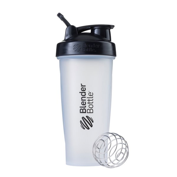 BlenderBottle Classic Shaker Bottle Perfect for Protein Shakes and Pre Workout, 28-Ounce, Clear/Black