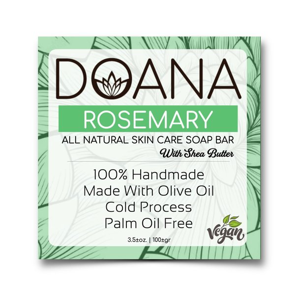 Rosemary Soap Bar - Now With SHEA BUTTER - Vegan, Olive Oil, and Coconut Oil, Palm Oil Free, Powerful Cleanser, Anti-Bacterial and Anti-Fungal Properties