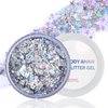 Silver Body Glitter,Face and Body Glitter Gel, Hair Glitter Gel, Glitter Gel Makeup, Glitter for Face and Hair,Festival Rave Body Glitter,Chunky Hair Sparkling Halloween Glitter Gel for Women