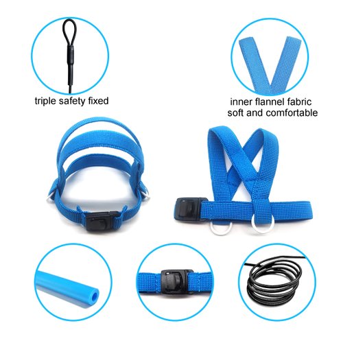 VANFAVORI Bird Harness with Buckle Clip and A Leash Rope,Easy to Wear Outdoor Flying Kit for Bird Parrots Cockatiel S Size Weight 85-105 Grams,Blue