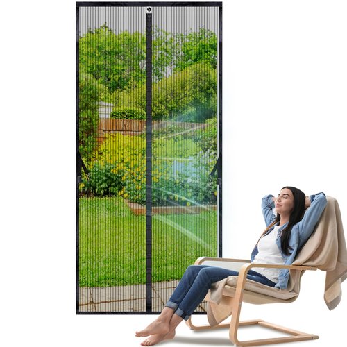SOLODOTO [2025 Upgraded Eco-Friendly Polyester] Magnetic Screen Door [Fit Door Size 36" x 82"] Door Screen Magnetic Closure Keep Bug Out, Screen Door Mesh for Front Backyard Patio Door, Black