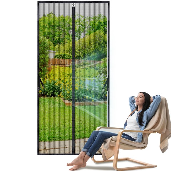 SOLODOTO [2025 Upgraded Eco-Friendly Polyester] Magnetic Screen Door [Fit Door Size 36" x 82"] Door Screen Magnetic Closure Keep Bug Out, Screen Door Mesh for Front Backyard Patio Door, Black