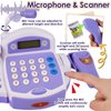 BUYGER Toy Cash Register for Kids with Real Calculator, Light and Sound Scanner, Microphone, Pretend Play Shopping Food Toys - Cashier Playset Gifts for Ages 3 4 5