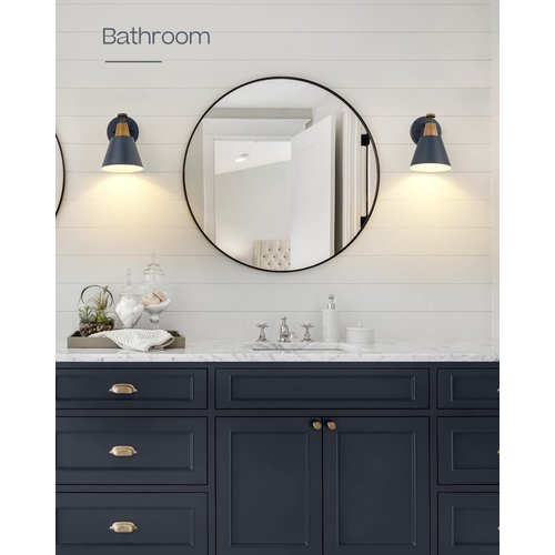 FEMILA 1-Light Wall Sconces, Modern Sconces Wall Lighting with Hammered Metal Shade, Bathroom Vanity Light Fixtures Wall Lamp for Mirror Bedroom, Dark Blue,4FG59B Blue