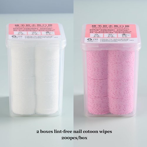 Fcozpjk 400Pcs Lint Free Nail Wipes, Heart Shape Nail Polish Remover Wipes, Pink White Non-Woven Nail Cleaning Pads, Absorbable Eyelash Extension Glue Cleaning Wipes, Nail Care Tools