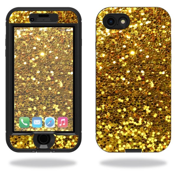 MightySkins Skin Compatible with Lifeproof Nuud iPhone SE (2020) / 7/8 Sticker wrap Cover Sticker Skins Gold Glitter