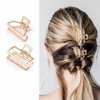 Cubahop Hair Claw Gold Hair Clips Non Slip Claw Clips Square Hair Accessories Daily Party Gift for Women and Girls (2PCS)