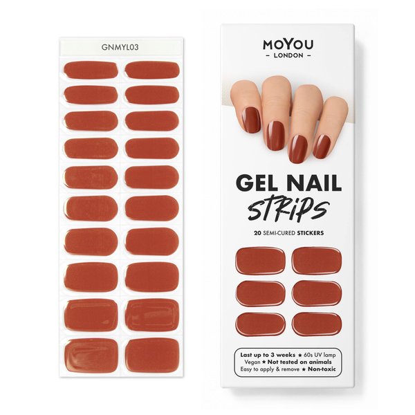 MoYou London Semi Cured Gel Nail Strips, Nail File, & Wooden Cuticle Stick – 20 Pc. Gel Wraps for Nails – Salon-Quality Manicure Set & Pedicure Supplies, Party Pink
