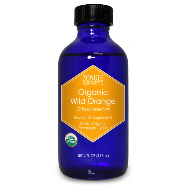 Organic Orange Essential Oil by Zongle – 100% Pure Natural, Therapeutic & Food Grade for Wood, Baking, Furniture, Cleaning, Diffuser, Cocktails – 4 OZ