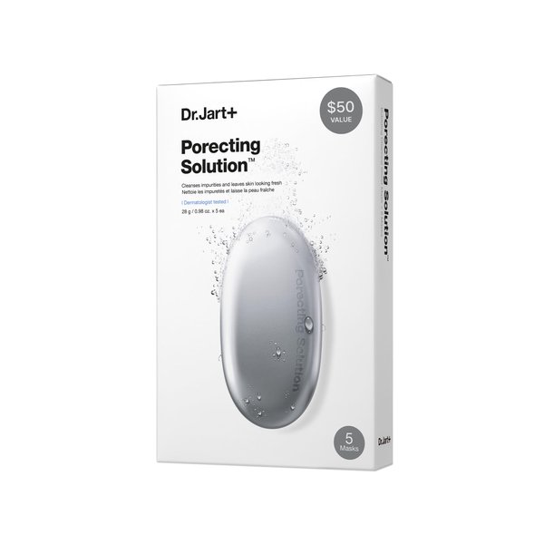Dr.Jart+ Dermask Porecting Solution Face Mask 5 Pack | Sheet Mask for Oily Skin | Korean Skin Care | Charcoal Face Mask