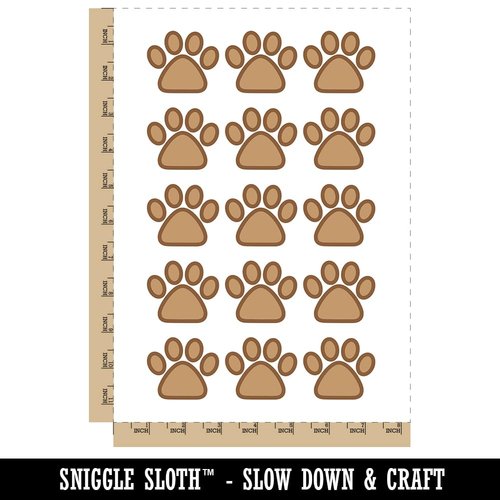 Paw Print Outline Dog Cat Temporary Tattoo Water Resistant Fake Body Art Set Collection - 15 2" Tattoos (1 Sheet)