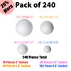 240 Pack Foam Balls -Craft Foam Balls -Foam Craft Balls -Foam Balls for Arts and Crafts, DIY Craft for Home, School Craft Project -240 Bulk Foam Balls, 4 Sizes .8’’, 1.2’’, 1.6’’, 2’’ Inches