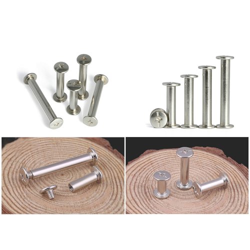 LBY 100pcs Phillips Chicago Screws Binding Screw Posts,M5 x 10/20/30/40/50mm Book Screws,Binding Barrels and Screws Assortment Kit, for Leather Saddles Purses Belt Repair,Nickel-Plated