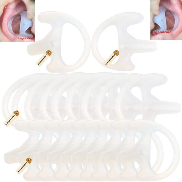 Lsgoodcare 20Pcs Replacement Earmold Earbud (Left and Right Ear) for Two Way Radio Acoustic Coil Tube Earpiece, Walkie Talkie Earmould Ear Buds White Medium Soft Silicone Ear Pieces