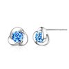 Clover Stud Earrings,925 Hypoallergenic Sterling Silver Earring for Sensitive Ears, Blue Cubic Zirconia,Ideal Gift for Women,Girl,Kids.