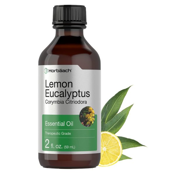 Horbäach Lemon Eucalyptus Essential Oil | 2 oz | for Massage, Bath, Diffuser, DIY Projects & More | from Lemon Eucalyptus Plant
