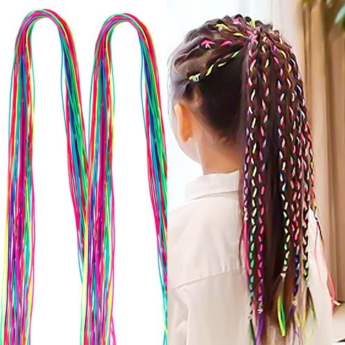 30Pcs Colorful Hair Wrap String For Braids Assorted Rainbow Braiding Hair Tie 82cm Long Hair Rope Band for Girls Braids Hair Styling Accessories